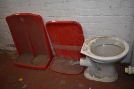 Two Fire Extinguisher Stand and White Ceramic WC