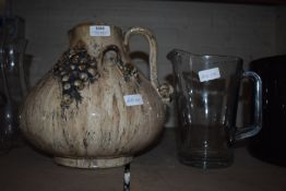 *Glass Jug and Ceramic Jug Embossed with Grapes & Vine