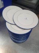 * 30 x white plates - blue rim. 18cms