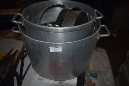 Two Heavy Duty Aluminium Twin Handled Pans, Baking Trays, Grater, etc.