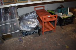 Quantity of Plastic Tango Branded Cups, Tablecloths, Shoe Rack, etc.