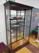 * Edwardian antique shop display unit - with mirrored back panel and glass sides and shelves.