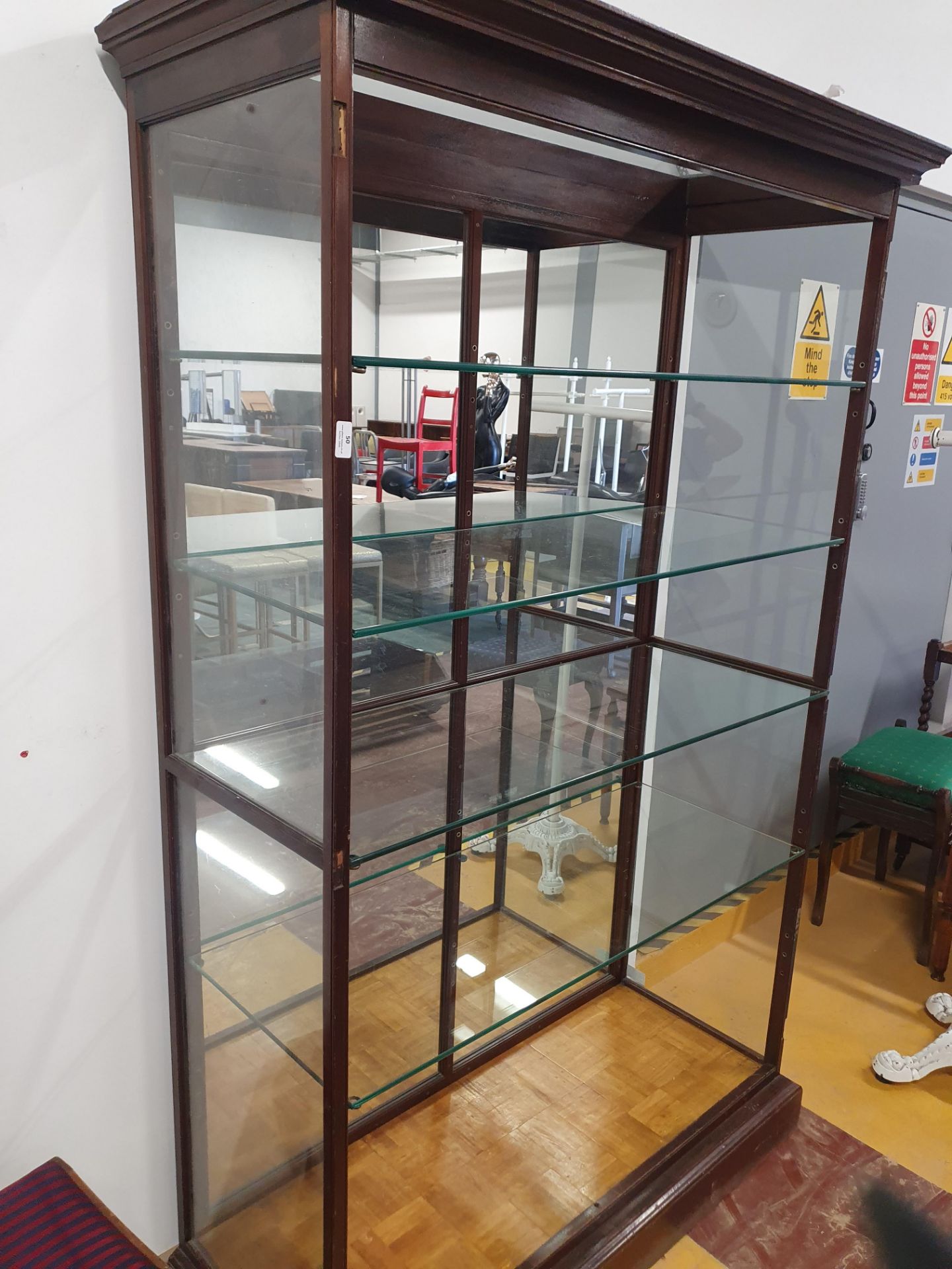 * Edwardian antique shop display unit - with mirrored back panel and glass sides and shelves. - Image 2 of 2