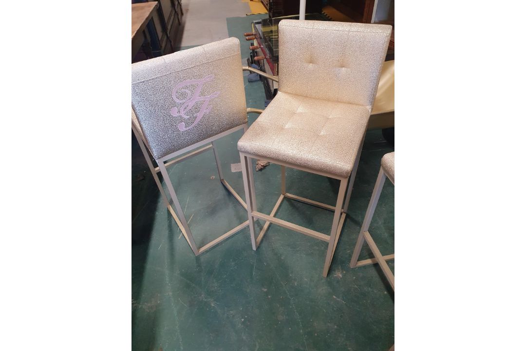* 2 x gold sparkly stools with backs - Image 2 of 2