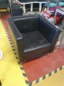 * leatherette tub chair with chrome feet