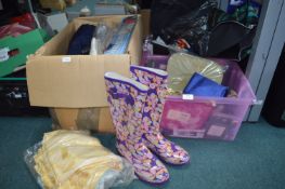 Two Storage Containers and a Box of Bedding, Welli