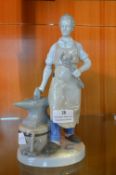 German Porcelain Figure of a Blacksmith