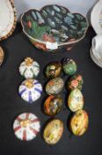 Decorative Chinese Bowl, Limoges Armagnac Bottles,