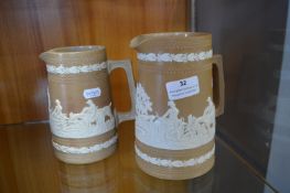 Two Copeland Jasper Ware Salt Glaze Jugs