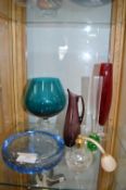 Coloured Glass Vases, Scent Bottle, etc.