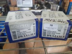 *2x 1000 4.3x 16z Zinc Carbon Steel Single Deep Thread Gimlet Point Screws