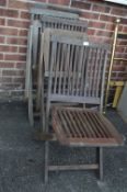 Four Folding Hardwood Garden Chairs