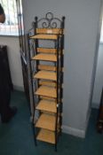 Seven Tier Metal & Basket Weave Shelf Unit