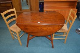Retro Drop Leaf Dining Table plus Two Rattan Seate