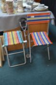 Two Folding Picnic Chairs and a Shooting Stick