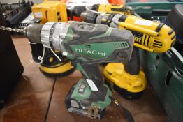 1 Hitachi and 2 Dewalt Cordless Drills, and a Torc