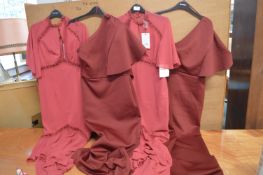 *4x Assorted Burgundy Evening Dresses