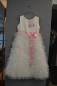 White Bridesmaid Dress with Pink Ribbon Size: 4