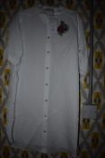 *Feraud of Paris 3/4 Sleeved Button Through White Cotton Top with Embroidery & Gold Buttons Size: 20