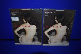*Falke 2x Pairs Seidenglatt 15 Den Tights Transparent Shining Size: S Crystal RRP £24