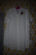*Feraud of Paris 3/4 Sleeved Button Through White Cotton Top with Embroidery & Gold Buttons Size: 18
