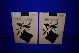 *Lise Charmel 2x Pairs Bas Jarretiere Noir Feminite Dentelle Pull Ups Size: 4’10-5’5 Black RRP £78