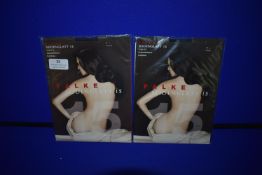*Falke 2x Pairs Seidenglatt 15 Den Tights Transparent Shining Size: L 1x Mocha 1x Black RRP £24