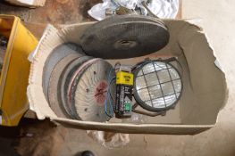 Various Sanding and Cutting Blades, and a Searchlight