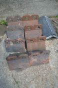Eight Terracotta Ridge Tiles with Club Design, and Two Plain Ridge Tiles