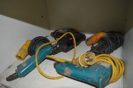 Two Makita and One AEG 110v Drills and a 110v Grinder