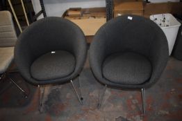*Pair of Grey Tub Seats on Chrome Legs