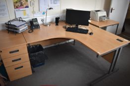 *L-Corner Desk with Matching Side Table and Standalone Drawer Unit