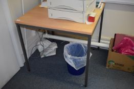 *Square Office Side Table in Light Beech Finish on Grey Frame