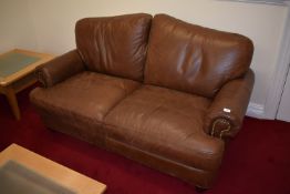 *Tan Leather Two Seat Settee