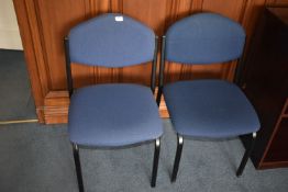 *Two Blue Upholstered Office Chairs