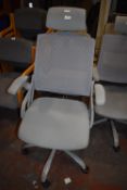 *Ergonomic Designed Gas-Lift Operators Chair with Arms in Grey