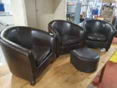 * 3 minature toddler tub chairs with pouffe