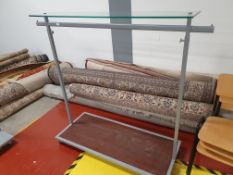 * clothes hanging rail on castors wth glass top shelf 1500w