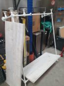 * tubular cast iron wall mounted clothes rail with top and under shelf - 1450w x 1500w x 1680h