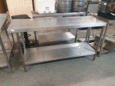 * S/S prepbench with undershelf - 1600w x 500d x 900h