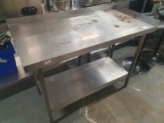 * S/S prep bench with upstand to rear and right and undershelf - 1200w x 600d x 900h (small circular