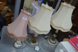 Three Onyx & Brass Table Lamps