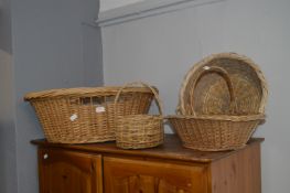 Three Wicker Baskets & Log Basket