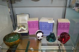 Three Wedgwood Glass Paperweights plus Caithness P