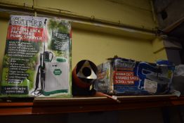 *Contents of Shelf to Include Propane Electric Space Heater, Clarke Woodworker Variable Speed Scroll