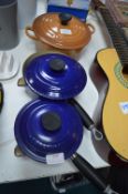 Three Le Creuset Cast Iron Enamel Pans