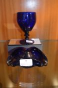 Blue Glass Goblet and a Dish