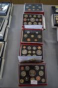 Five Royal Mint UK Proof Coin Sets 2005 and 90's