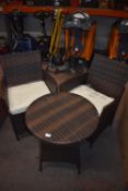 *Rattan Circular Table with Two Matching Easy Chairs (no glass) (salvage)