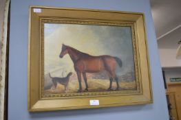 Oil on Canvas Horse Picture 1844 (canvas has been